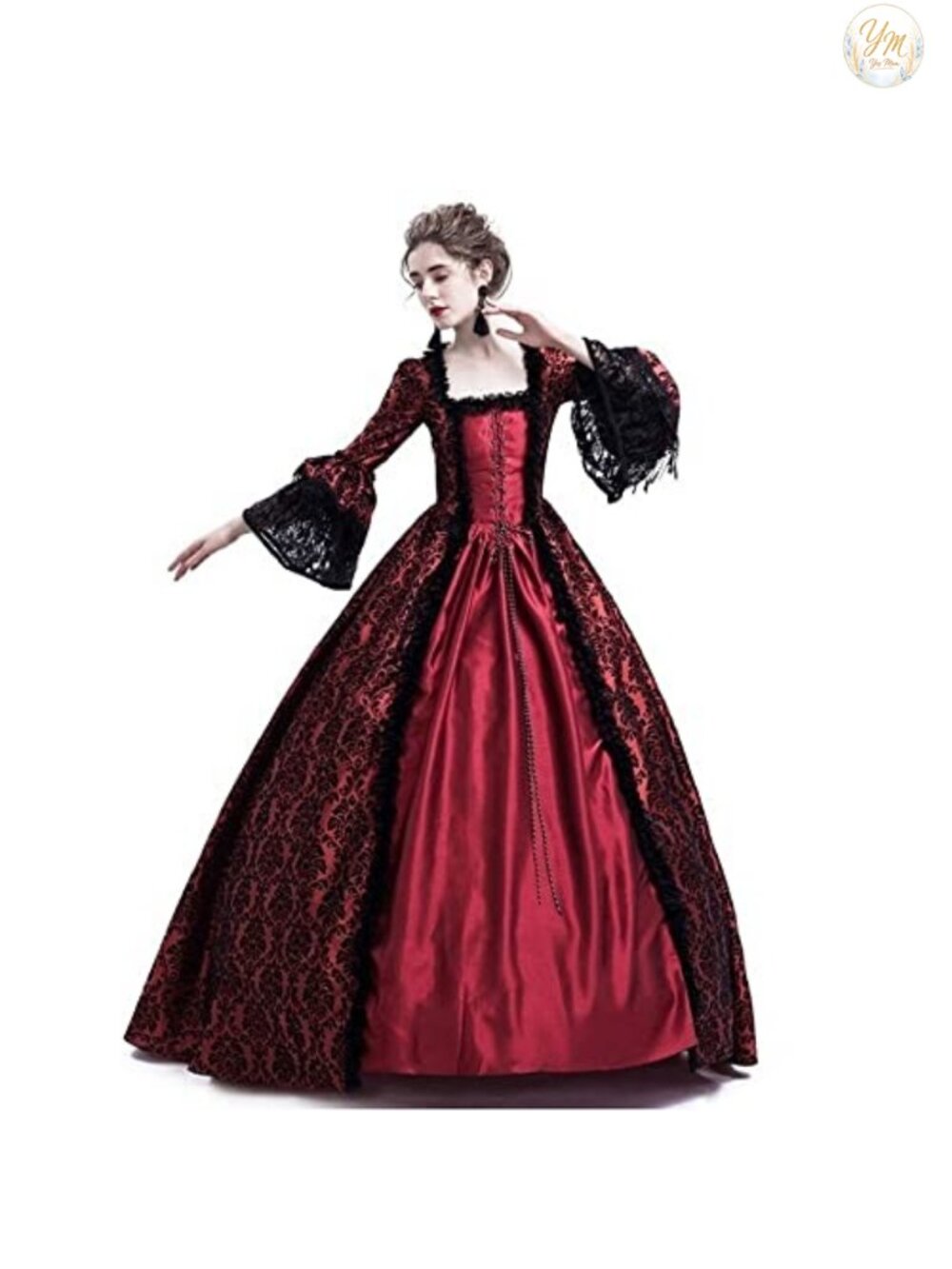 Medieval Queen Victorian Dress Gothic Costume Lace Satin Masquerade Gown